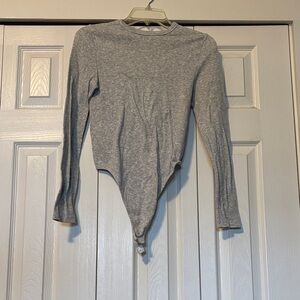 No Boundaries Heather Gray Long Sleeve Crew Neck Bodysuit
